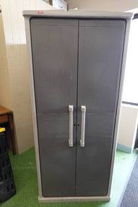 lot 105D image: Keter Plastic Outdoor Storage Cabinet 31.5x18x69