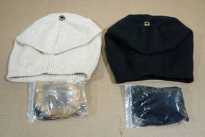 lot 226 image: 2 Womens Cashmere Winter Hats with Removable Pom Poms