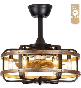 lot 2 image: Luupyia 6-Light Cage Ceiling Fan -BlackGold