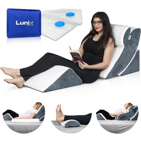 lot 107 image: Lunix LX5 4-Piece Orthopedic Bed Wedge Pillow Set -Navy