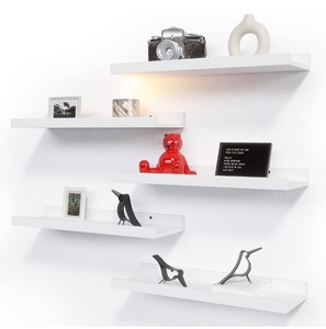 lot 130 image: 5-Piece Floating Shelves -White