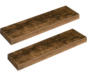 lot 136 image: Hoobroo Set of 2 Floating Shelves -Rustic Brown