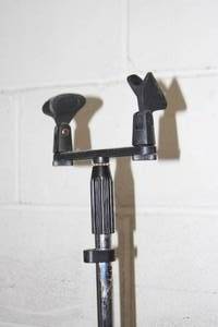 lot 34 image: Sony Shotgun & Electro-Voice EV Microphone Lot with Portable Telescoping Mic Stand with Dual-Mic Holder