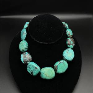 Southwest Collection Large Turquoise Flat Rounded Buffed Finish Slabs Necklace