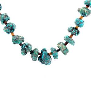 Southwest Collection Navajo Nugget Turquoise Heishi Disc Bead Necklace w Marked Clasp