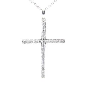 12 Carat Diamond Classic Simple Cross Pendant & Chain Necklace - Retail Value $745