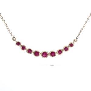 Ruby Nine-Stone Bezel Curved Layering Necklace in 14k Yellow Gold $1,299 Retail