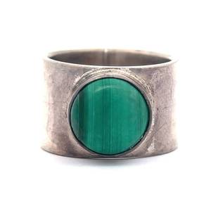 Southwest Collection Artisan Handmade Malachite Bezel Set Estate Ring