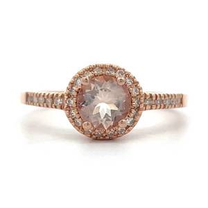 Morganite & Natural Diamond Round Halo Cluster Pave Ring in 14k Rose Gold $1,999 Retail