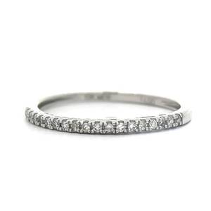 Sparkling Diamond Quarter Eternity Slim Stacking Ring in White Gold