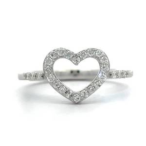 0.25 Carat Sparkling Diamond Open Heart Halo Pave Ring $799 Retail