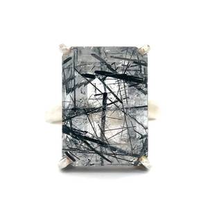 Emerald Cut Rutilated Quartz Solitaire Ring