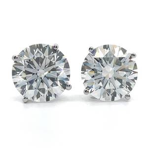 5 Carat VS Clarity Diamond Round Brilliant Cut Classic Solitaire Stud Earrings in 14k White Gold - Retail Value $16,970 VIDEO