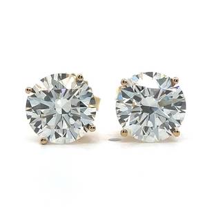 4 Carat VS Clarity Diamond Round Brilliant Cut Classic Solitaire Stud Earrings in 14k Yellow Gold - Retail Value $11,390 VIDEO