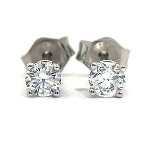 0.25 Carat Diamond Round Brilliant Cut Solitaire Stud Earrings in White Gold VIDEO