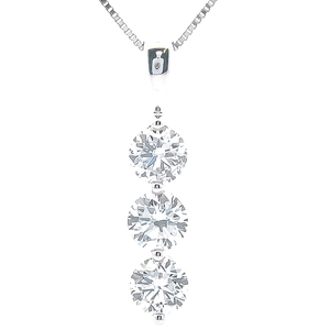 1.25 Carat Diamond Three-Stone Past, Present & Future Drop Pendant & Chain Necklace in White Gold $1,999 Retail