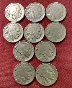 (10) Buffalo Nickels