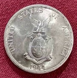 1944 Philippines Silver 50 Centavos Coin