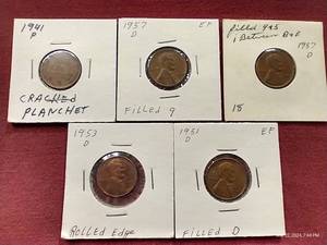 (5) Die Error Wheat Pennies