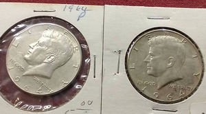 (2) 1964 90% Silver Kennedy Half Dollars
