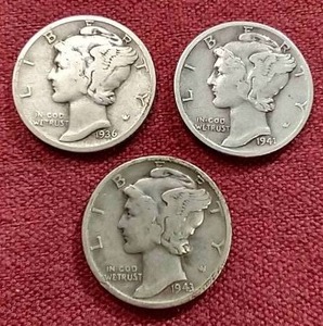 (3) Mercury Dimes