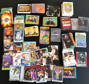 Lot of 270 Assorted Trading Cards- WWF, Beavis and Butthead, TMNT, Desert Storm, Lion King, Bakugan, Star Trek and More