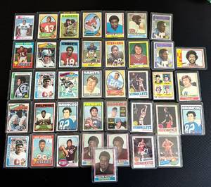 Lot of 39 NFL NBA 1970s Rookie Trading Cards in Hard Sleeves