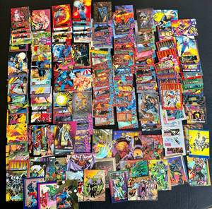 Lot of 80 Marvel and DC Comics Trading Cards, X-Men, Spiderman, X-Force and MORE