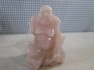 lot 12 image: (FS) Vintage Carved Stone (Rose Quartz) Buddha Figure 5 58 Tall 4 Wide 2 78 Deep