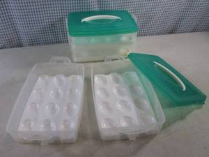 lot 74 image: (BS) 2 SnapWare EggDeviled Egg Carriers