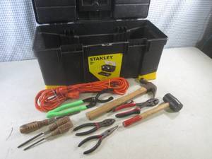 lot 117 image: (BR1) 22 Stanley Plastic Tool Box with Assorted Tools Etc