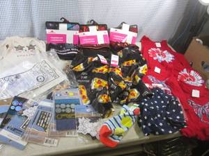 lot 140 image: (BSB) Assorted Clothes New with Tags and Misc Stickers and Magnets