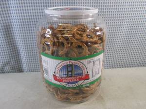 lot 239 image: (C-1) Large Container Sourdough Style Pretzels 1.474kg Best by May 2024