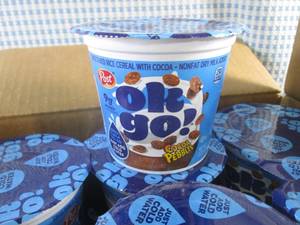 lot 264 image: (B-3) 2 Cases Single Serve Post Ok Go Cocoa Pebbles Cereal & Milk (Just Add Cold Water) 12 per Case Past Date Best by 11082023