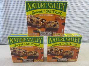 lot 285 image: (C-1) 3 Boxes of Nature Valley Dark Chocolate, Peanut & Almond Chewy Granola Bars Best by March 2024