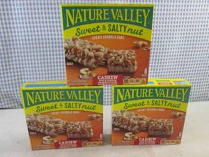 lot 287 image: (C-1) 3 Boxes of Nature Valley Dark Cashew Chewy Granola Bars Best by March 2024