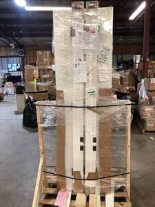 RESO 48 in. x 80 in. Solid Core Primed Composite Double Prehung French Door with Catch Ball and Matte Black Hinges    Customer Returns See Pictures