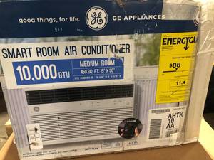 GE 10,000 BTU 115V Window Air Conditioner Cools 450 Sq. Ft. with SMART technology, ENERGY STAR and Remote in White  Customer Returns See Pictures