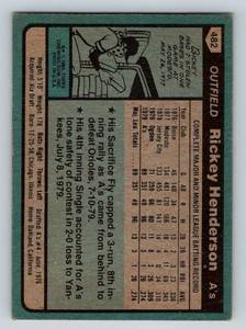 lot 3 image: Rickey Henderson RC 1980 Topps #482 Rookie Vintage Baseball Card