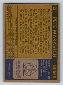 lot 10A image: Pete Maravich 2nd Year 1971 Topps #55 Vintage Basketball Card
