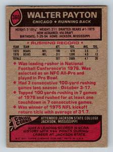 lot 12 image: Walter Payton 2nd Year 1977 Topps #360 Vintage Football Card