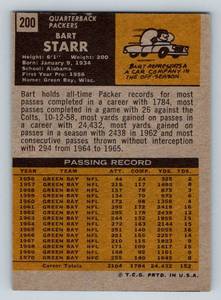 lot 18A image: Bart Starr 1971 Topps #200 Vintage Football Card