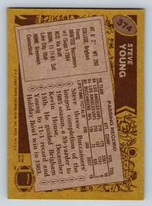 lot 20 image: Steve Young RC 1986 Topps #374 Rookie Vintage Football Card