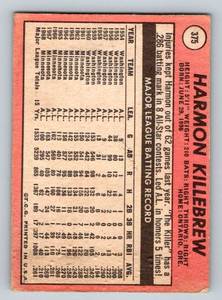 lot 20A image: Harmon Killebrew 1969 Topps #375 Vintage Minnesota Twins Baseball Card