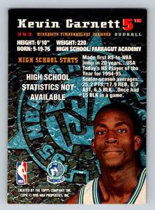 lot 27 image: Kevin Garnett RC 1996 Topps Stadium Club #343 Rookie Minnesota Timberwolves Basketball Card