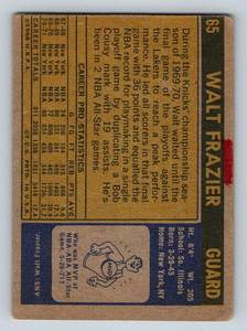lot 28A image: Walt Frazier 1971 Topps #65 Vintage Basketball Card