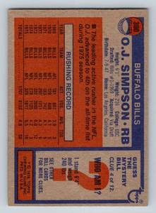 lot 29 image: OJ Simpson 1976 Topps #300 Vintage Football Card