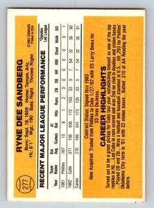 lot 43 image: Ryne Sandberg RC 1983 Donruss #277 Vintage Rookie Baseball Card