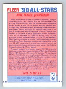 lot 51 image: Michael Jordan 1990 Fleer All-Star Sticker Insert #5 Basketball Card