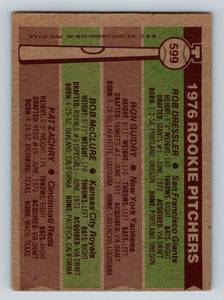 lot 58 image: 1976 Ron Guidry RC #599 Rookie Pitchers Vintage Baseball Card